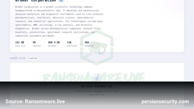 هدف قرار گرفتن شرکت Bruker Corporation توسط گروه باج‌افزاری Metaencryptor