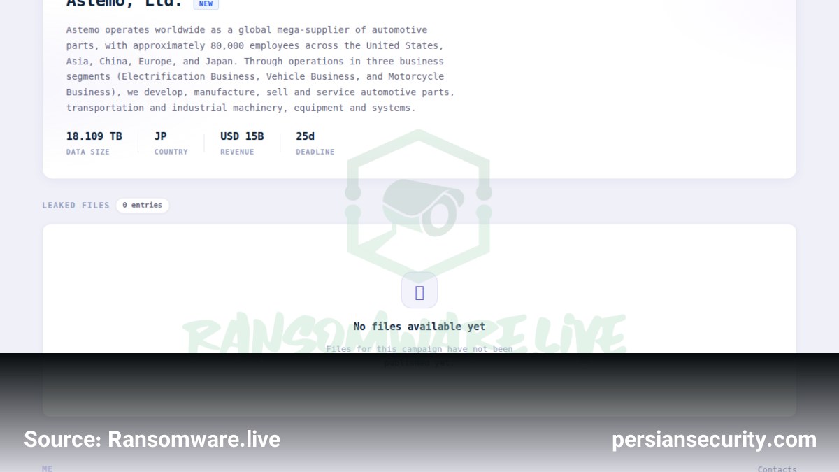هدف قرار گرفتن شرکت Astemo توسط گروه باج‌افزاری Metaencryptor