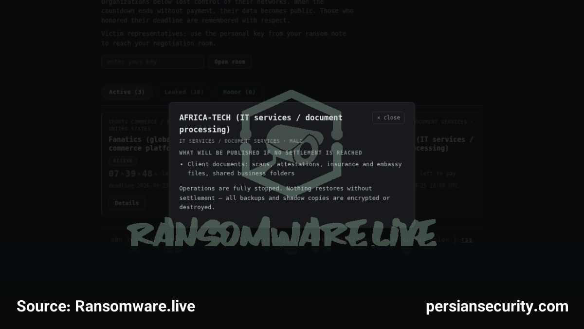حمله باج‌افزاری به شرکت AFRICA-TECH و توقف کامل عملیات