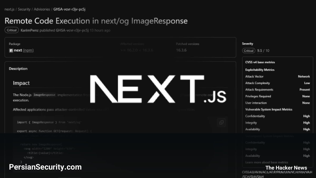 کشف آسیب‌پذیری بحرانی در Next.js؛ امکان اجرای کد روی سرور از طریق ImageResponse