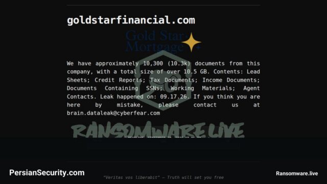 افزایش قربانی‌های گروه باج‌افزاری Braincipher؛ هدف جدید: goldstarfinancial.com