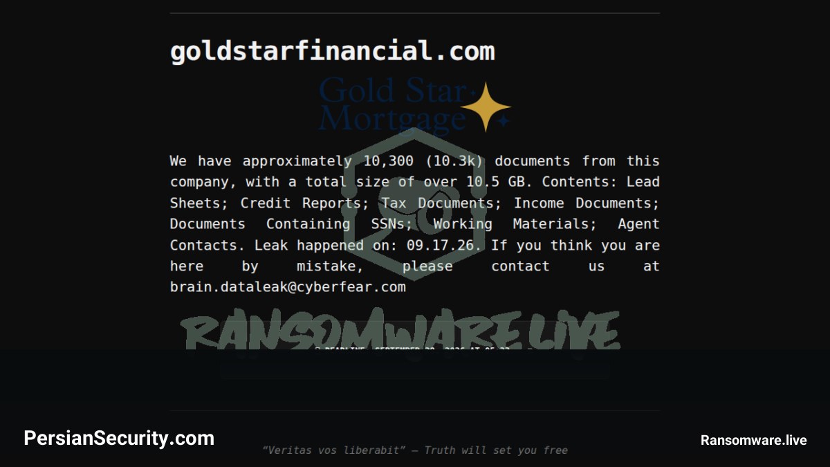 افزایش قربانی‌های گروه باج‌افزاری Braincipher؛ هدف جدید: goldstarfinancial.com