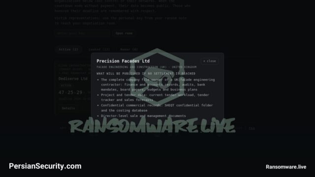 نشت گسترده داده‌های شرکت Precision Facades توسط عامل تهدید N0n