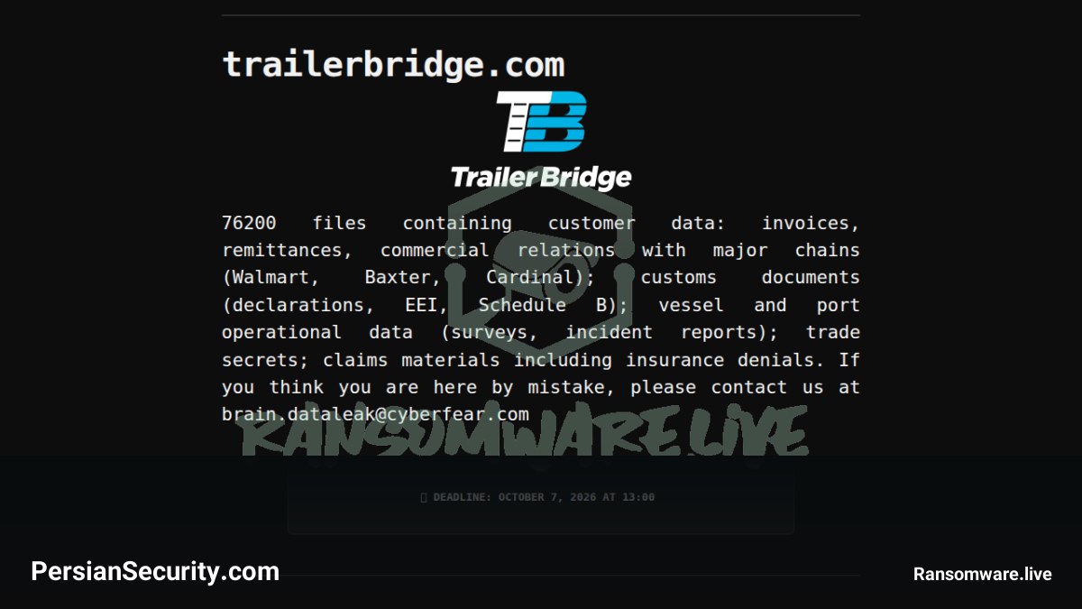 باج‌افزار Braincipher شرکت لجستیکی Trailer Bridge را هدف قرار داد