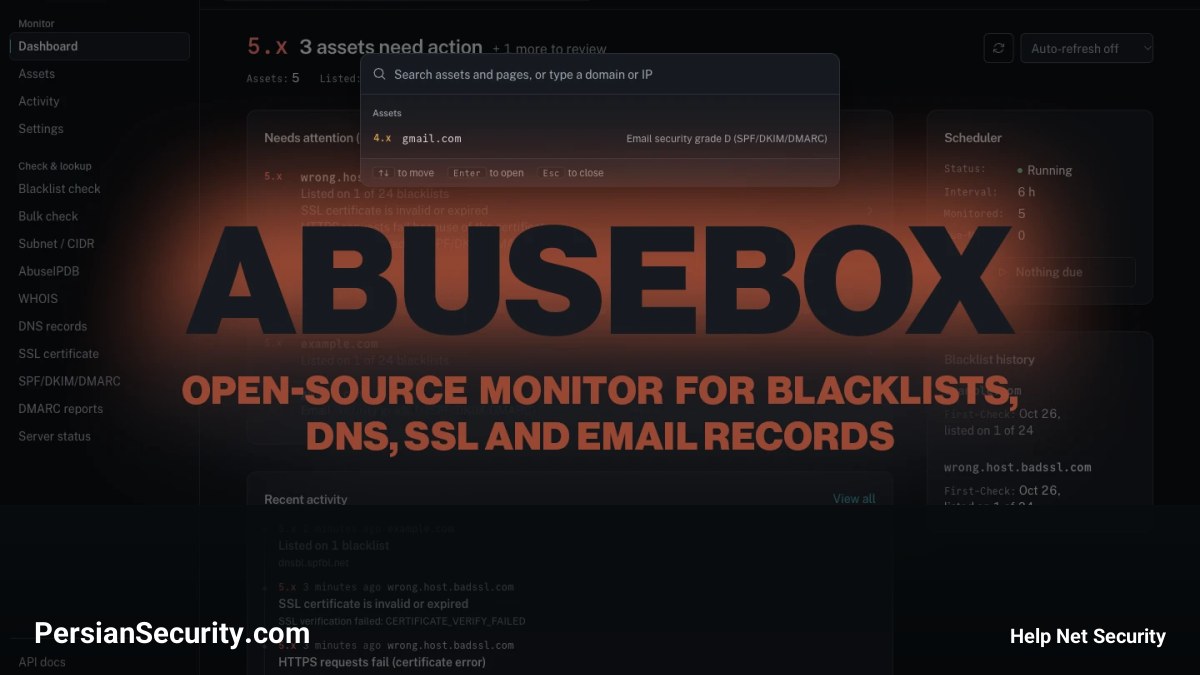 AbuseBox: ابزاری متن‌باز برای مانیتورینگ لیست‌های سیاه، DNS و SSL