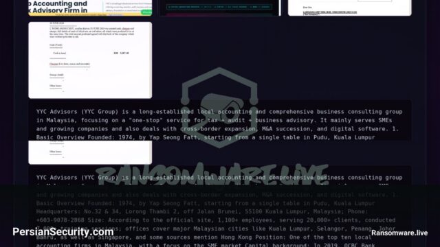 انتشار داده‌های شرکت YYC Advisors توسط گروه باج‌افزاری Hyflock