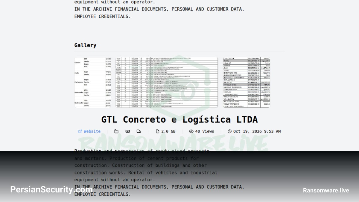 انتشار داده‌های شرکت GTL Concreto توسط باج‌افزار Emperador